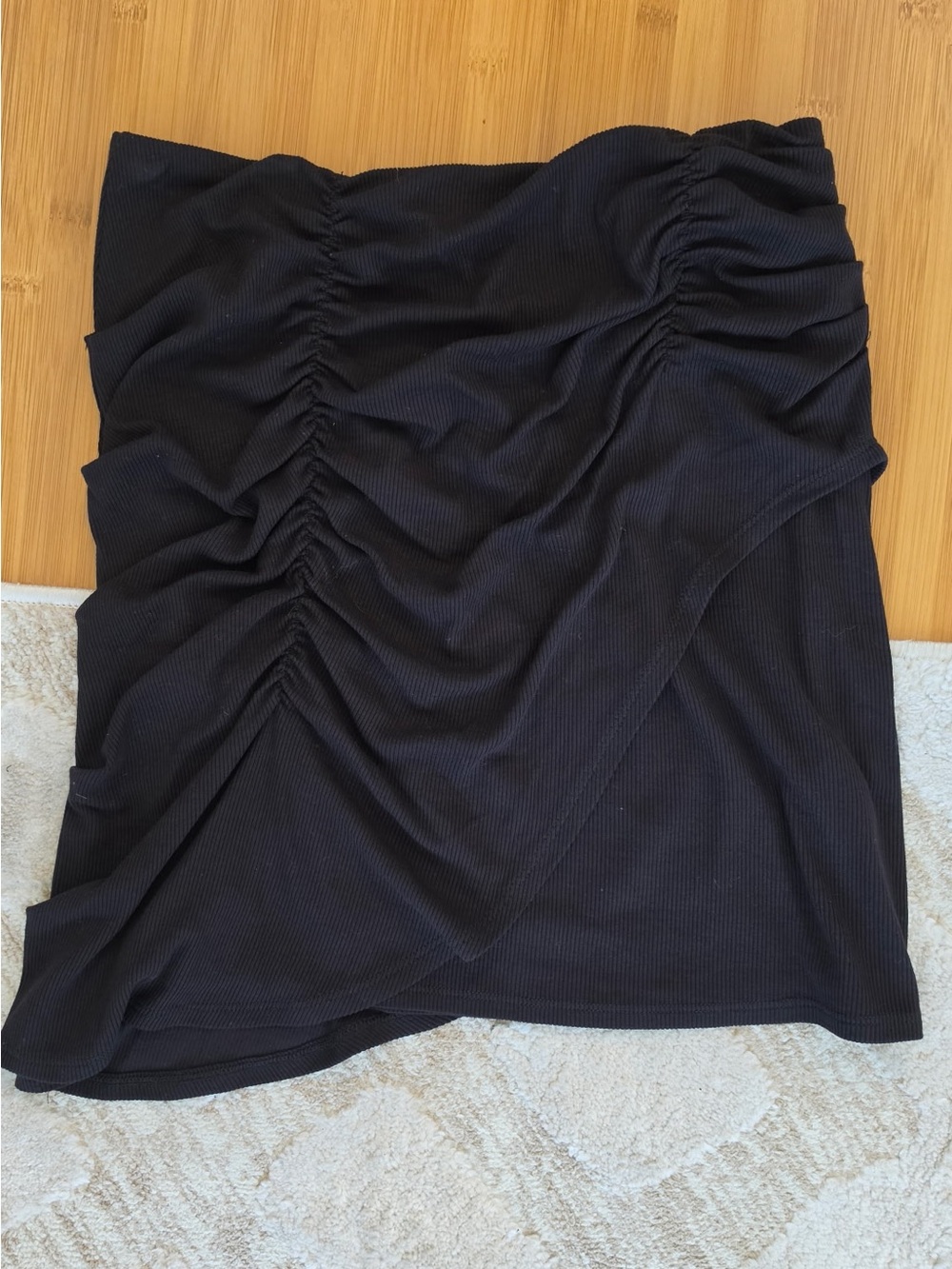 LNA Black Ruched Mini Skirt
